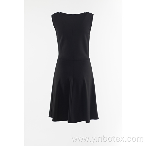 Black sleeveless skirt with eyelet at front